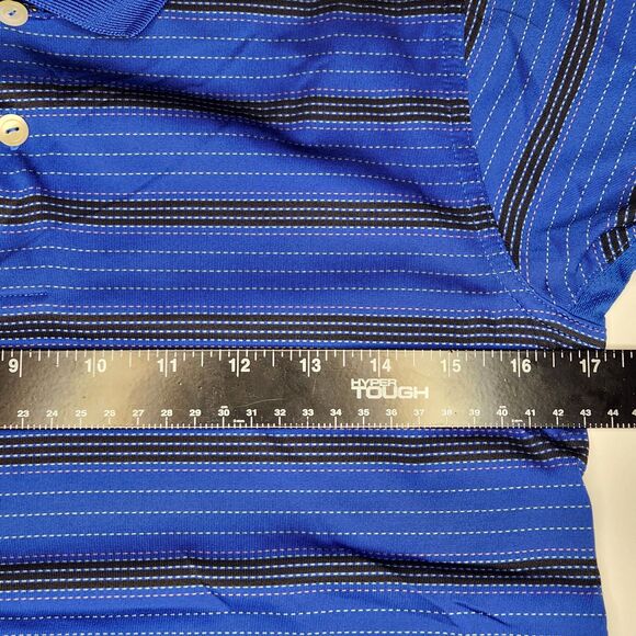 ADIDAS CLIMACOOL PERFORMANCE GOLF POLO SHIRT ROYAL BLUE BLACK BOYS SMALL - Picture 5 of 7